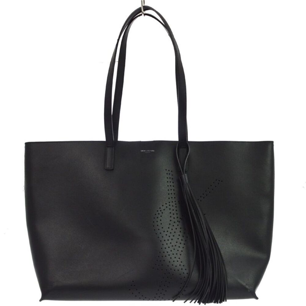 Saint Laurent Shopper Leather Black Leather Tote Bag Bag